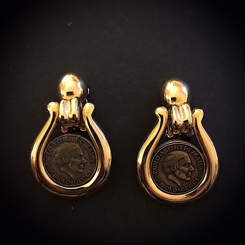 90’s Good-tone Coin Doorknocker Earrings